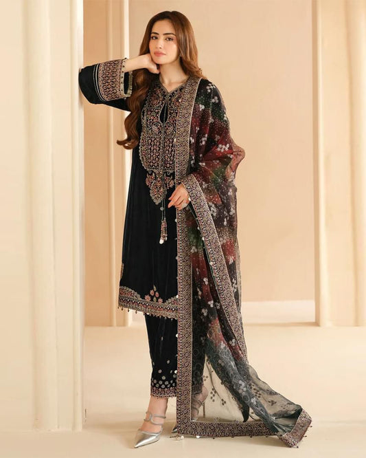 Jazmin Luxury Velvet Wedding Collection- Black