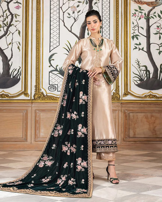 Zainab Chottani Luxury Velvet Wedding Collection - Gold & Bottle Green