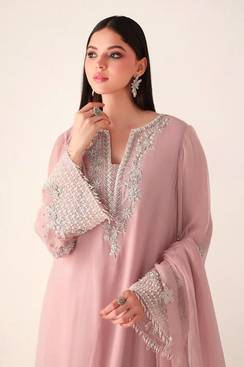 Baroque Luxury Formals Embroidered Hand Embellished Addawork Collection –Pink