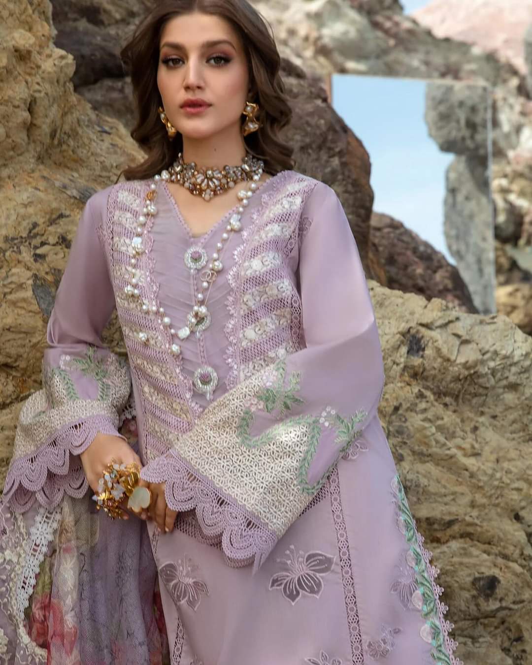 Crimson Embroidered Chikankari Lawn Collection-Lilac