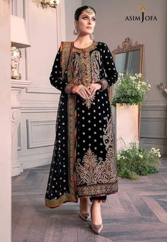 ASIM JOFA Velvet Festive Wedding Collection Black