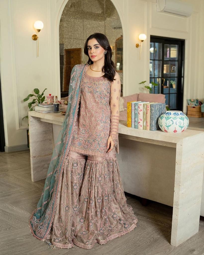Faiza Saqlain Formal Wedding Collection- Tea Pink
