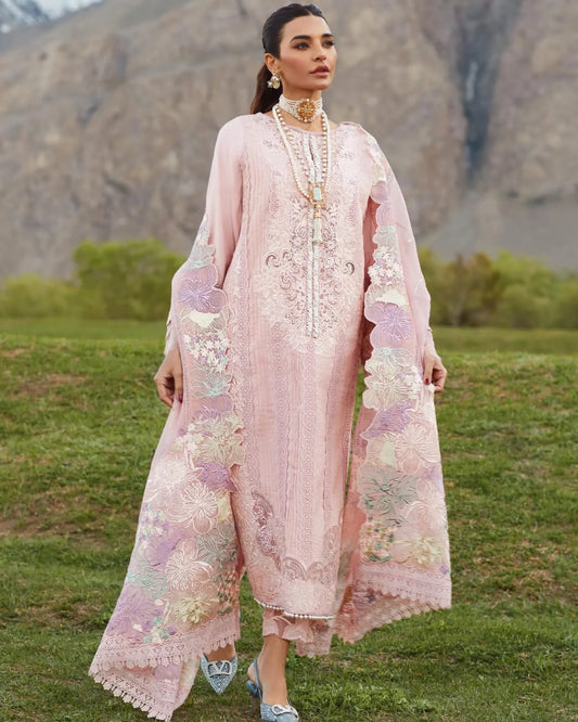 Crimson Embroidered Lawn Collection-TeaPink