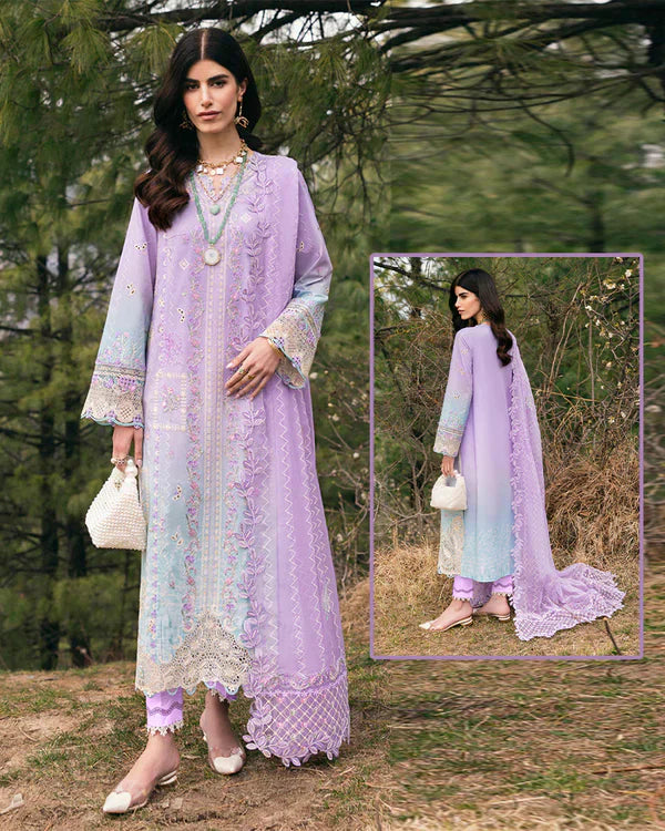 Qalamkar Chikankari Embroidered Lawn Collection | Lilac & Sky Blue