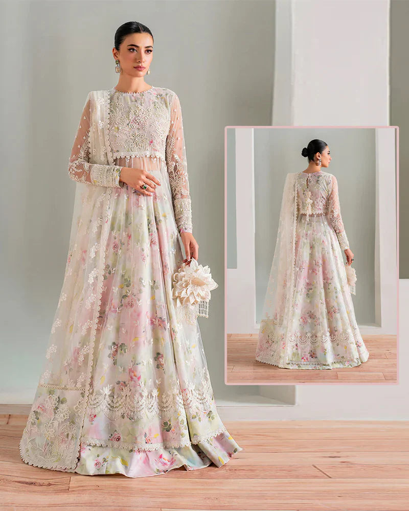 Baroque Luxury Formals Wedding Collection Maaxi -Off White Floral