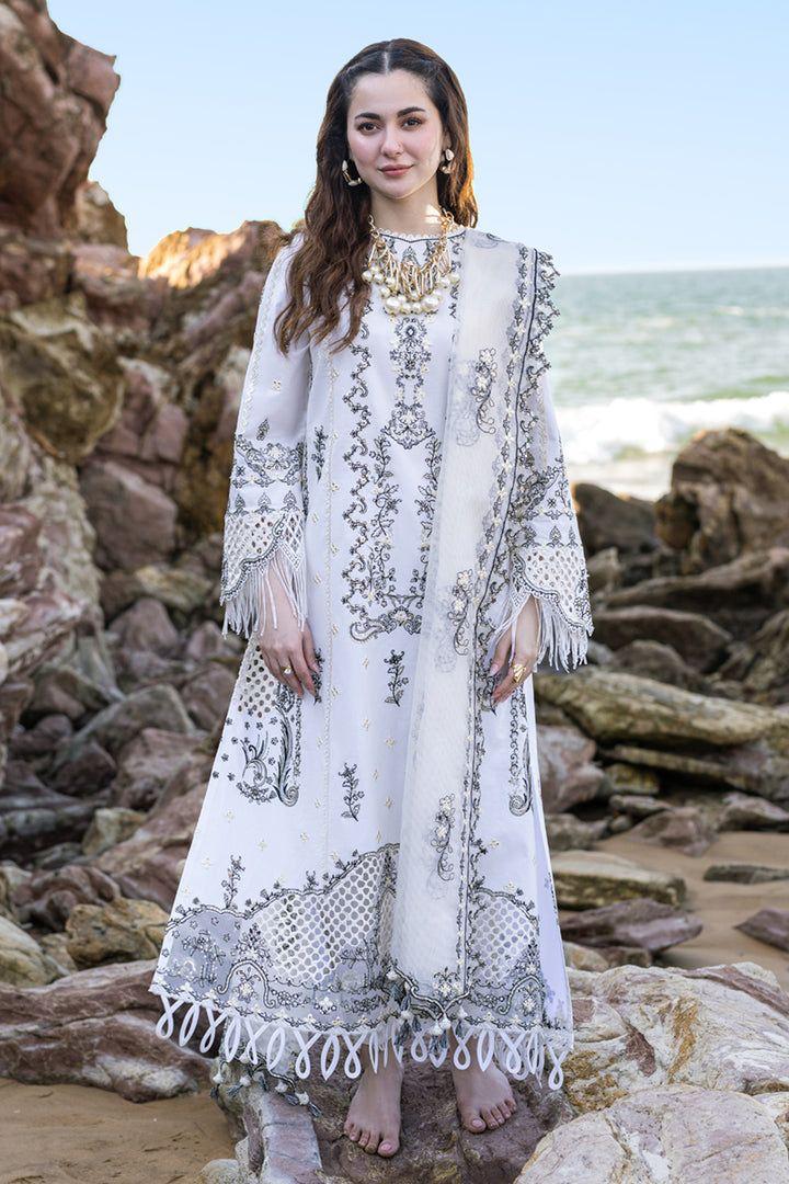 Qalamkar Luxury Lawn Chikankari Collection-Off White