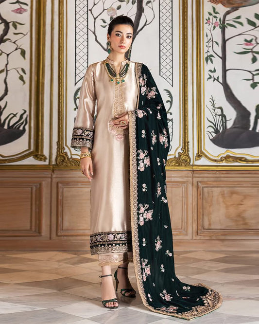 Zainab Chottani Luxury Velvet Wedding Collection - Gold & Bottle Green