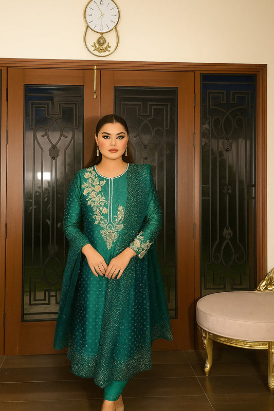 Haris Shakeel Luxury Addawork Formal Wedding Collection-Sea Green