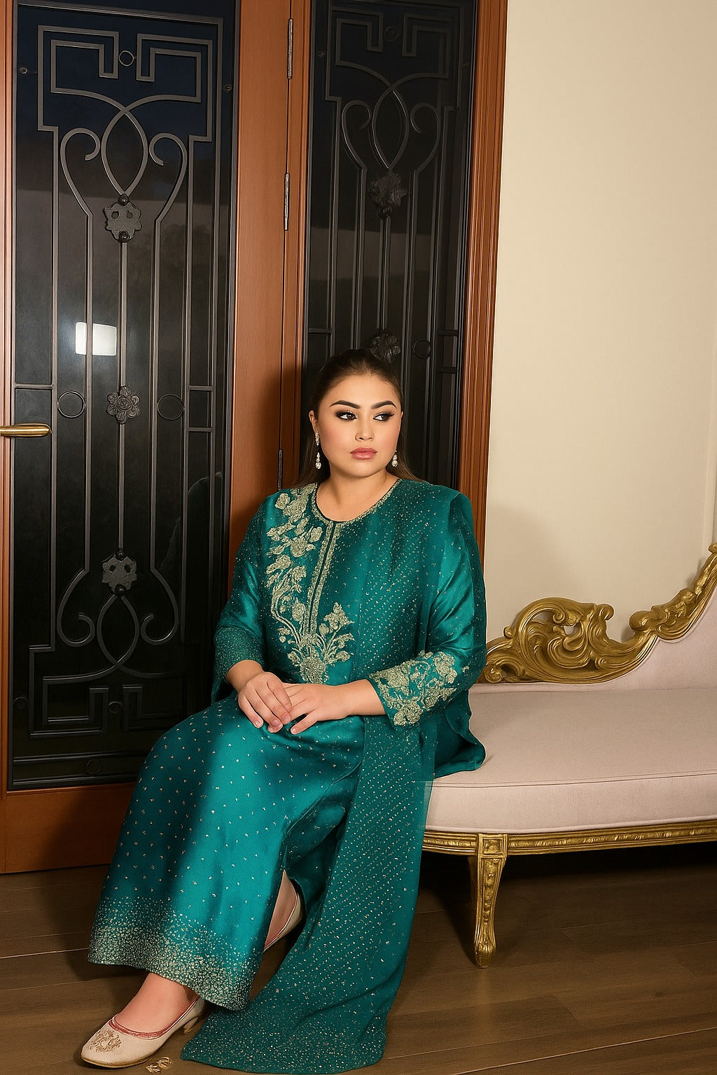 Haris Shakeel Luxury Addawork Formal Wedding Collection-Sea Green