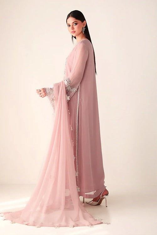 Baroque Luxury Formals Embroidered Hand Embellished Addawork Collection –Pink