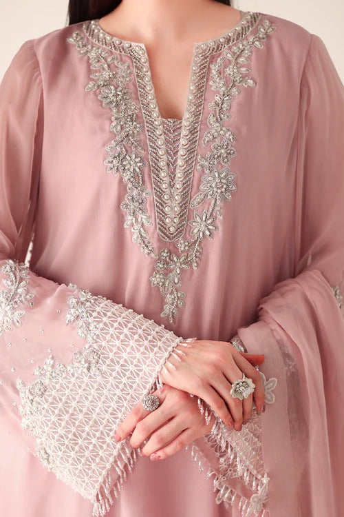 Baroque Luxury Formals Embroidered Hand Embellished Addawork Collection –Pink