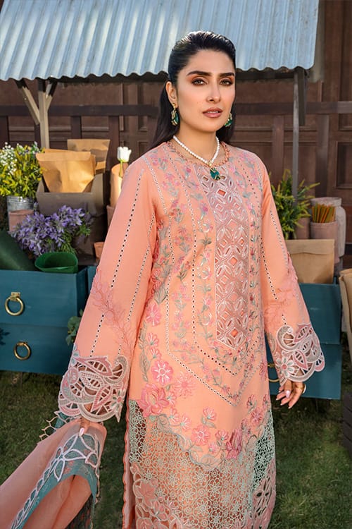 Rang Rasiya Embroidered Chikankari Luxury Lawn Collection- Teapink & Seagreen