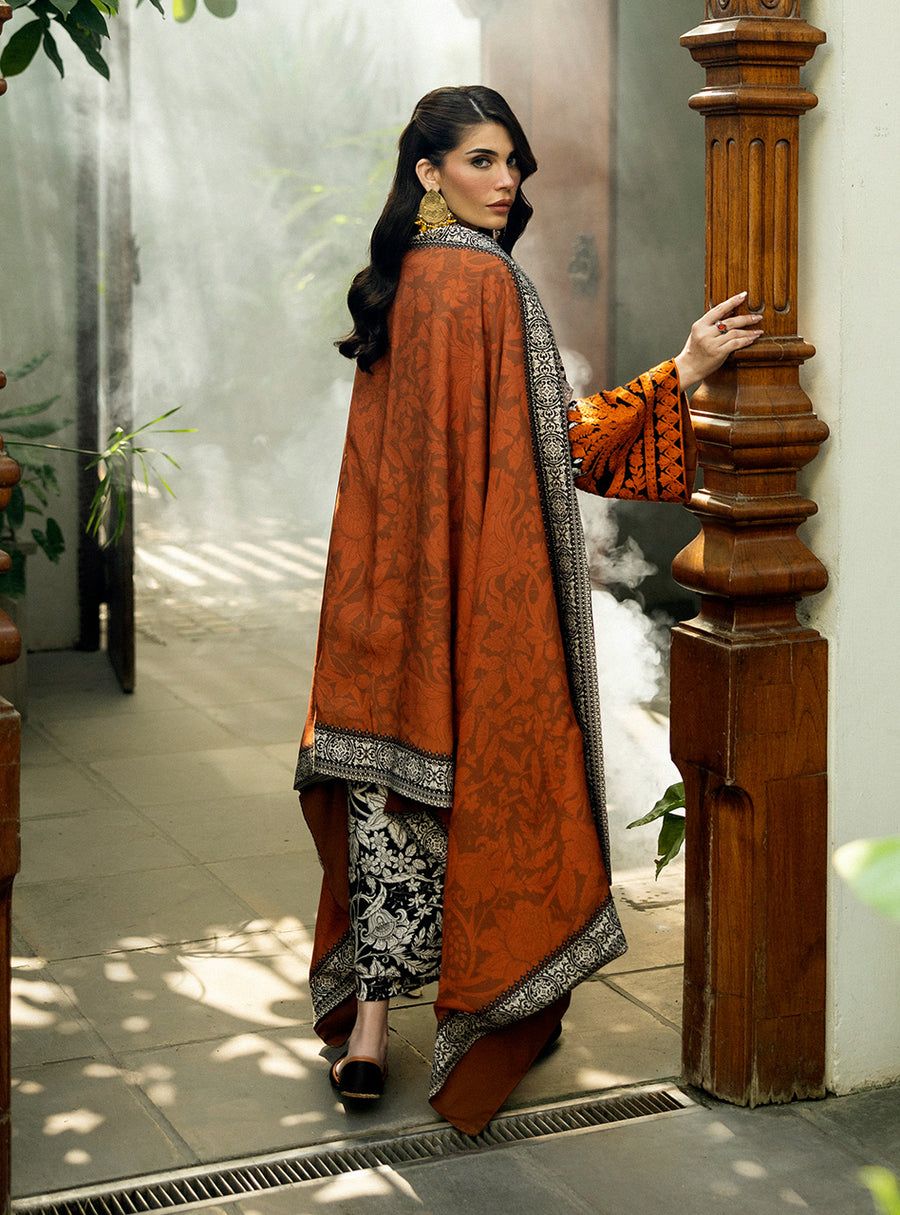 Zainab Chottani Summer Swiss Lawn Collection -Beige & Tangerine