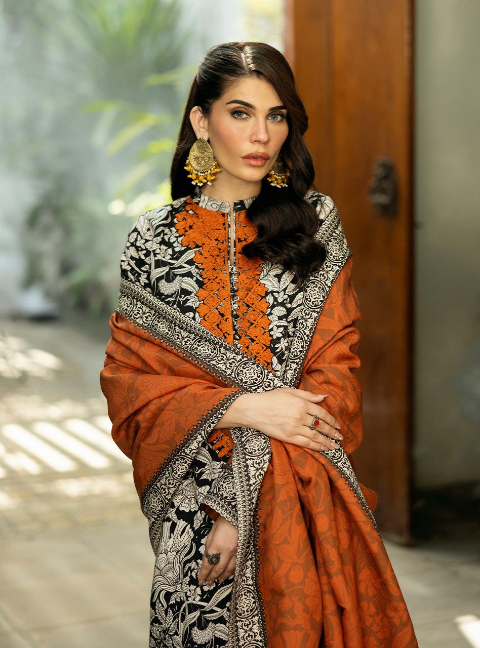 Zainab Chottani Summer Swiss Lawn Collection -Beige & Tangerine