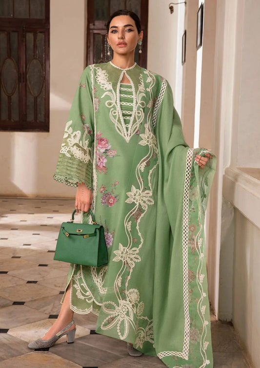 Crimson Summer Luxury Swiss Lawn Collection -Pista Green