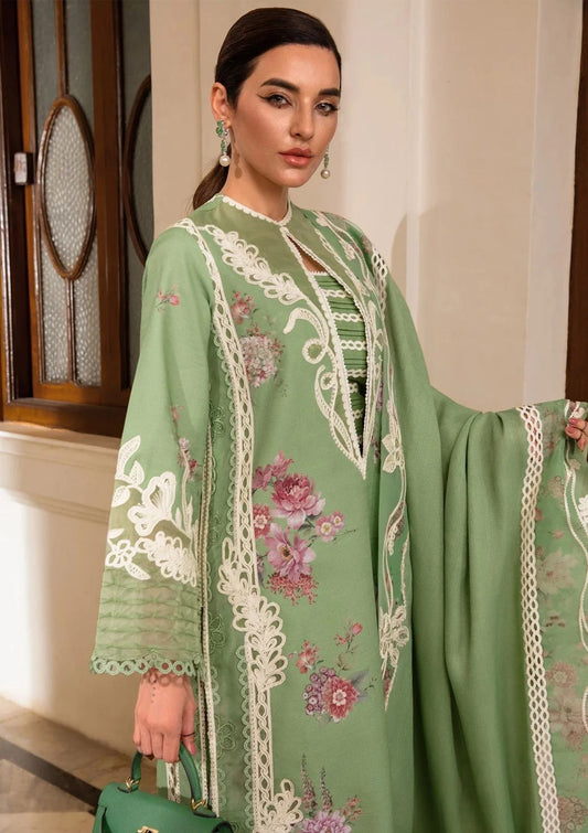 Crimson Summer Luxury Swiss Lawn Collection -Pista Green