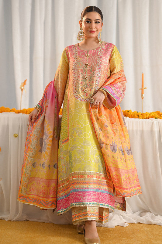 Ansab Jehangir Luxury Digital Printed Swiss lawn Collection - Pink & Marigold