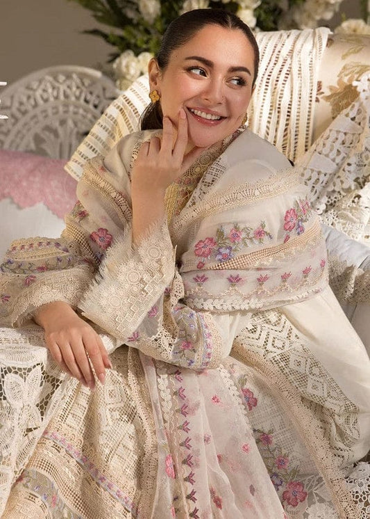 Sobia Nazir Embroidered Luxury Chikankari Lawn 2025 Collection- Ivory White