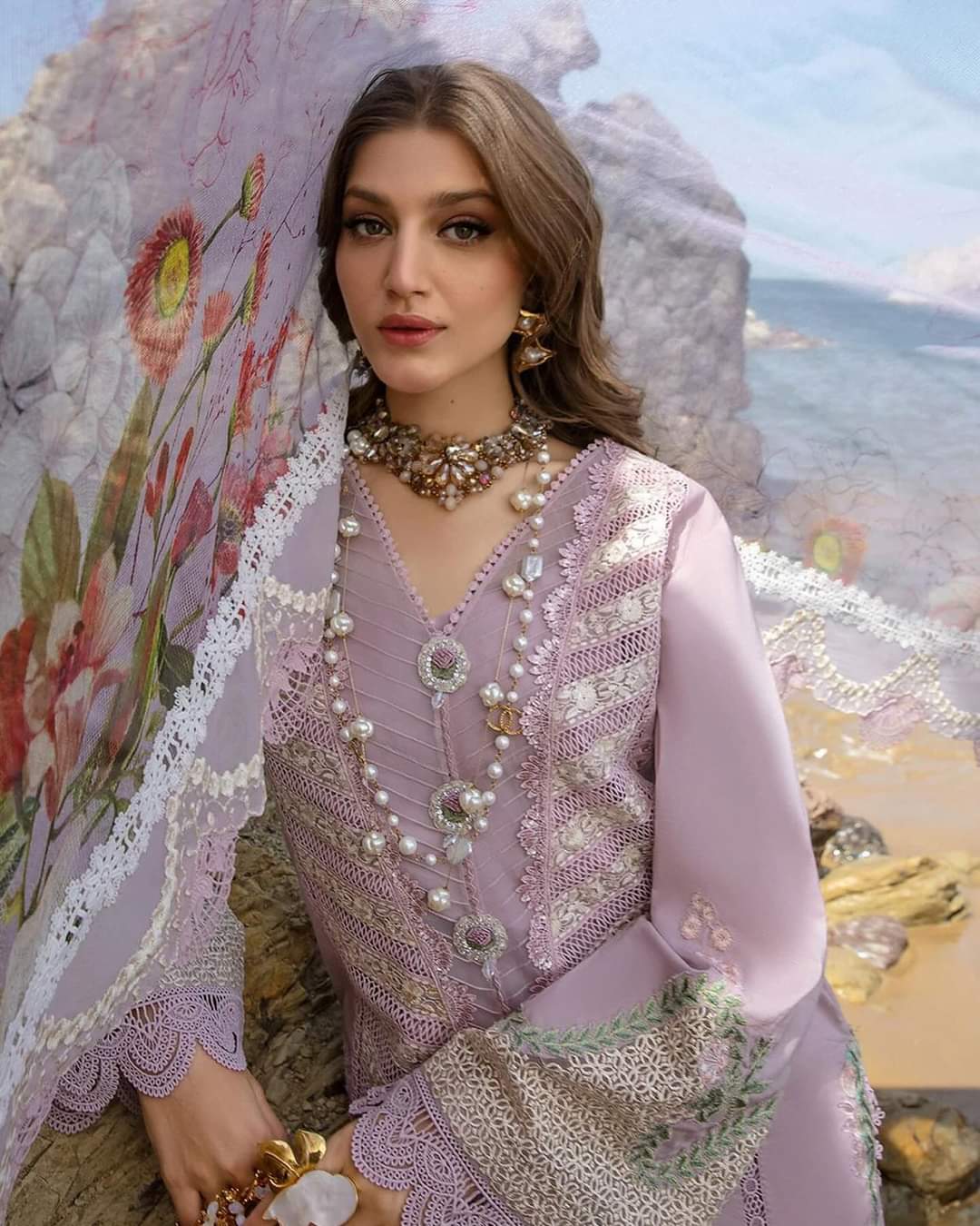 Crimson Embroidered Chikankari Lawn Collection-Lilac