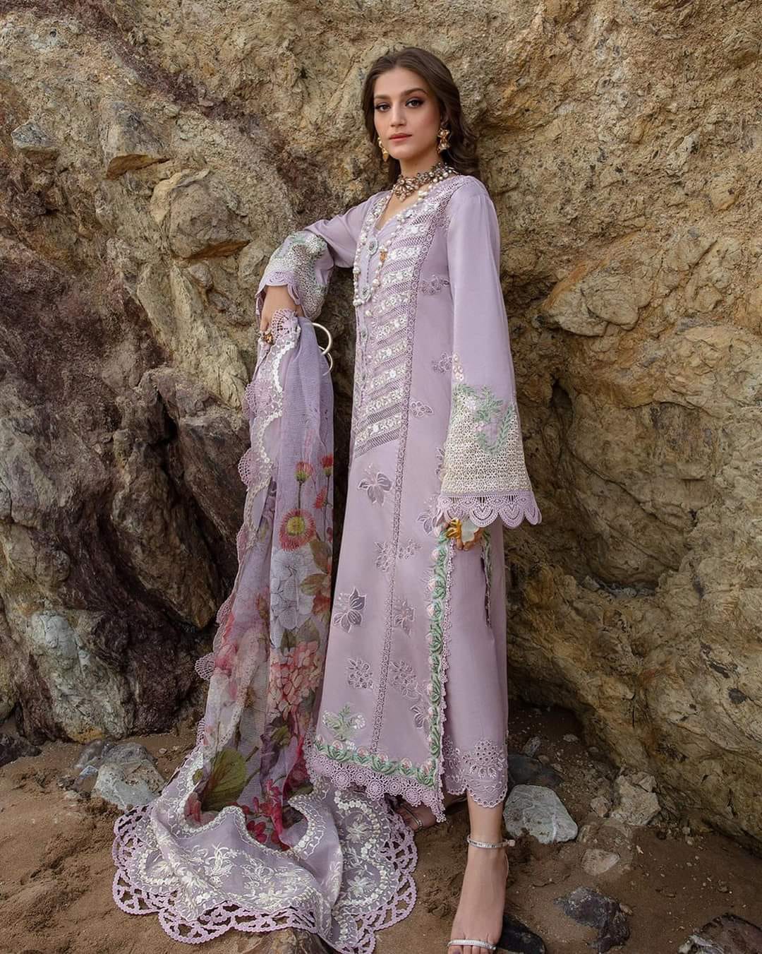 Crimson Embroidered Chikankari Lawn Collection-Lilac