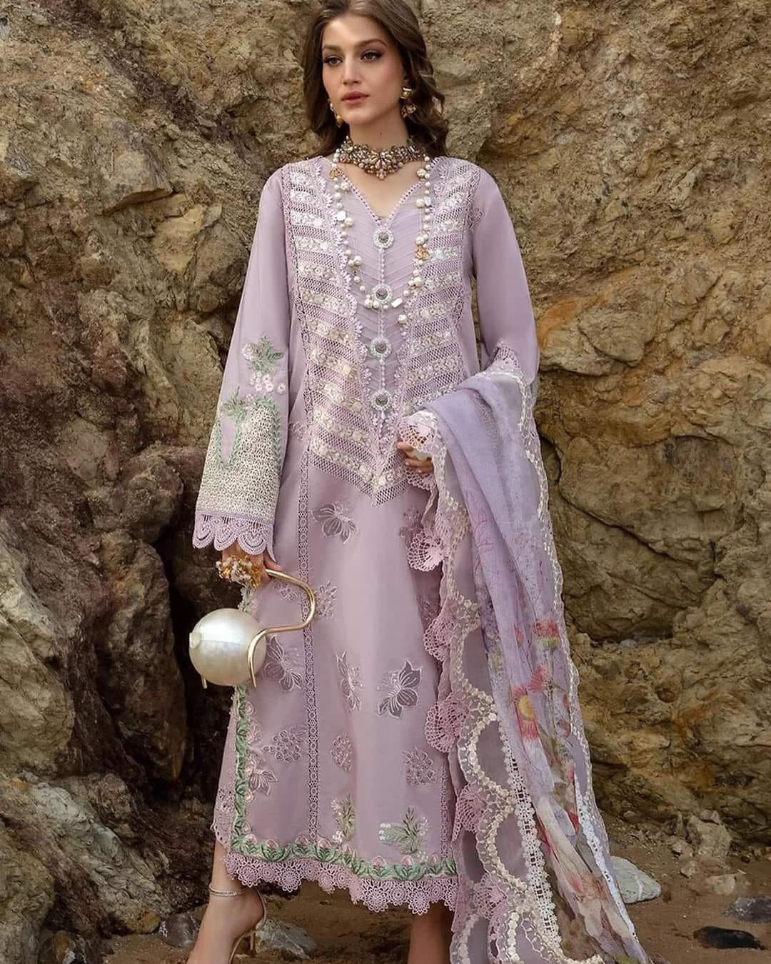 Crimson Embroidered Chikankari Lawn Collection-Lilac