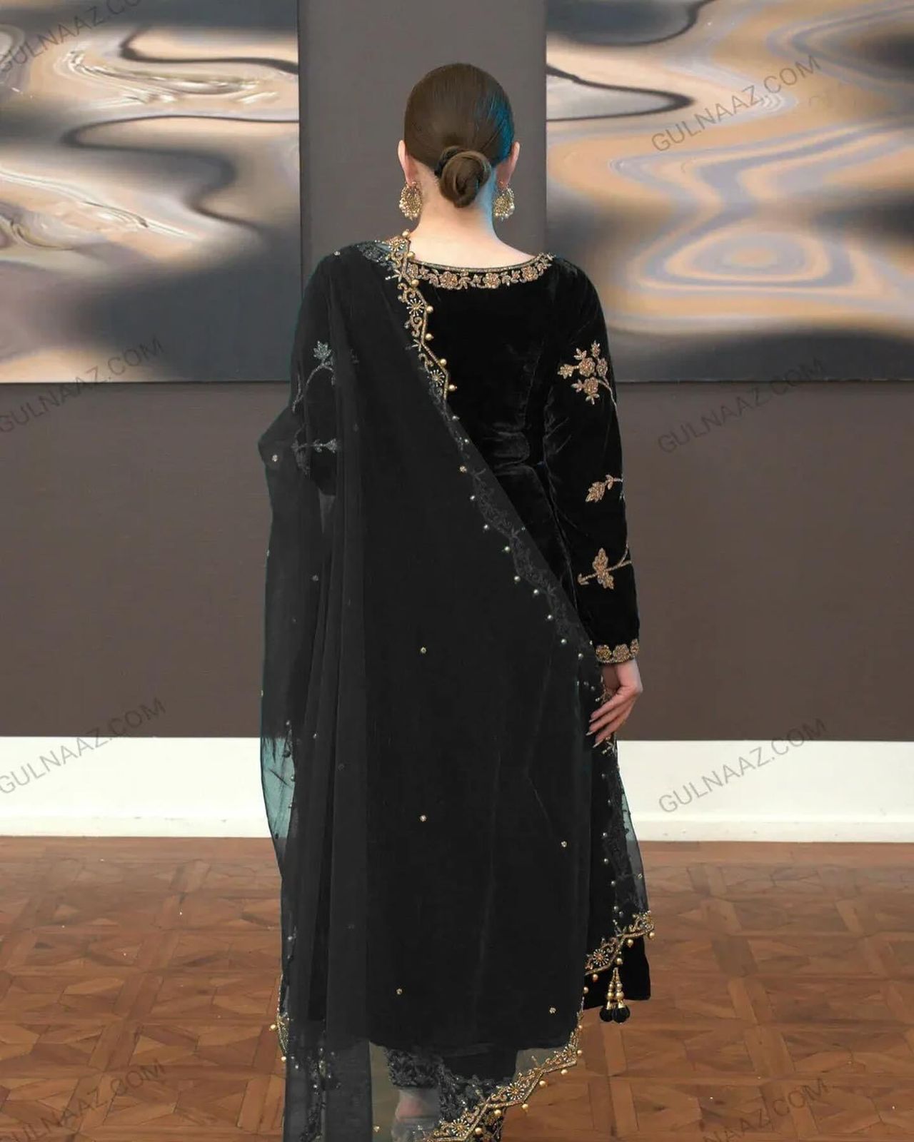 Falak Naz Velvet Collection Black