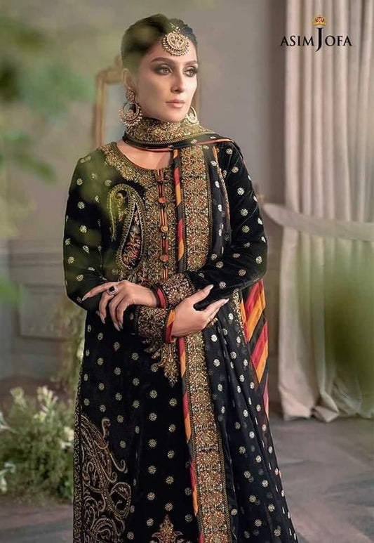 ASIM JOFA  Velvet Festive Wedding Collection Black