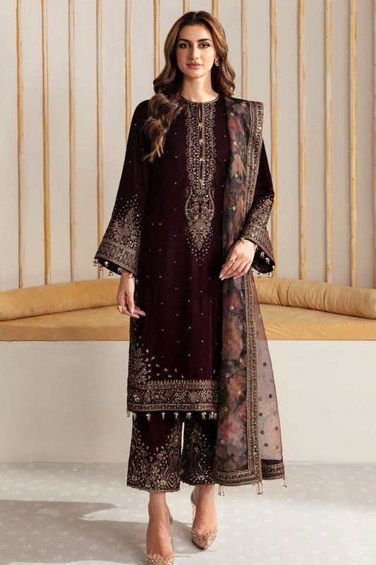 Jazmin Embroidered Velvet Formal Collection 2023 -Maroon