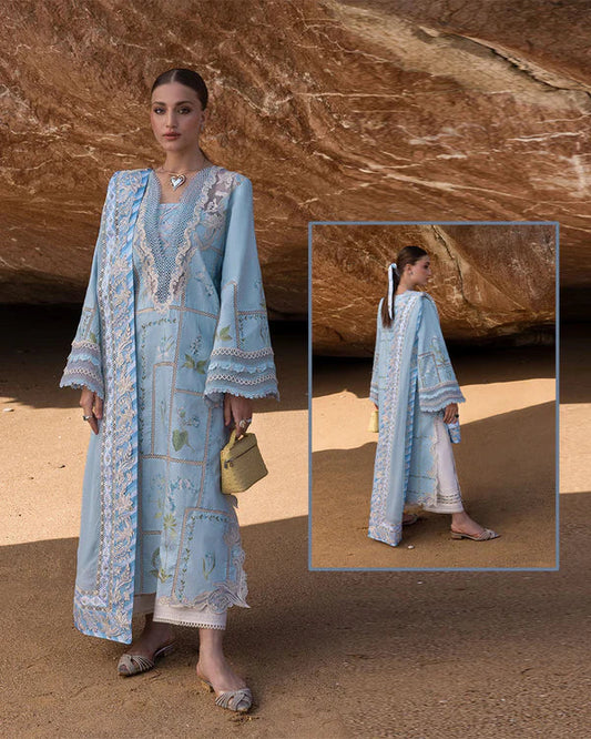 Crimson Flow Luxury Lawn Chikankari Collection – Sky Blue