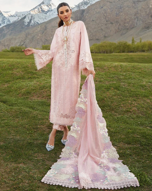 Crimson Embroidered Lawn Collection-TeaPink