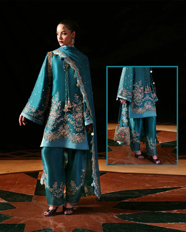 Hussain Rehar The Scent Luxury Pret Formal Wedding Collection-Teal Green
