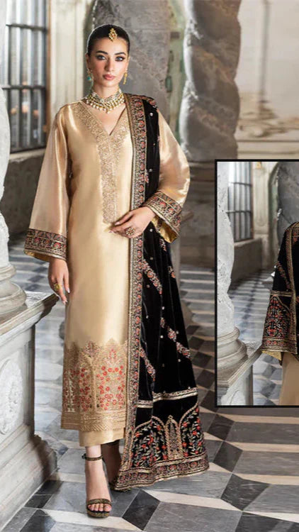 Zainab Chottani Luxury Velvet Wedding Collection - Gold & BLACK
