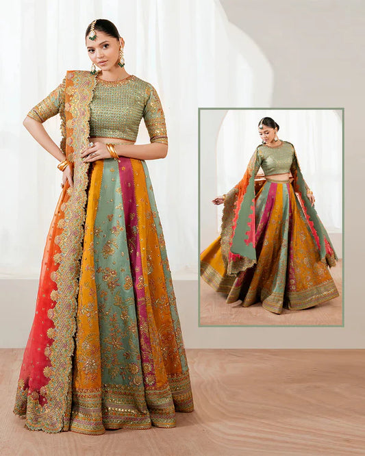 Baroque Luxury Formal Bridal  Wedding Collection- Special Lehenga Choli For Mehndi Events