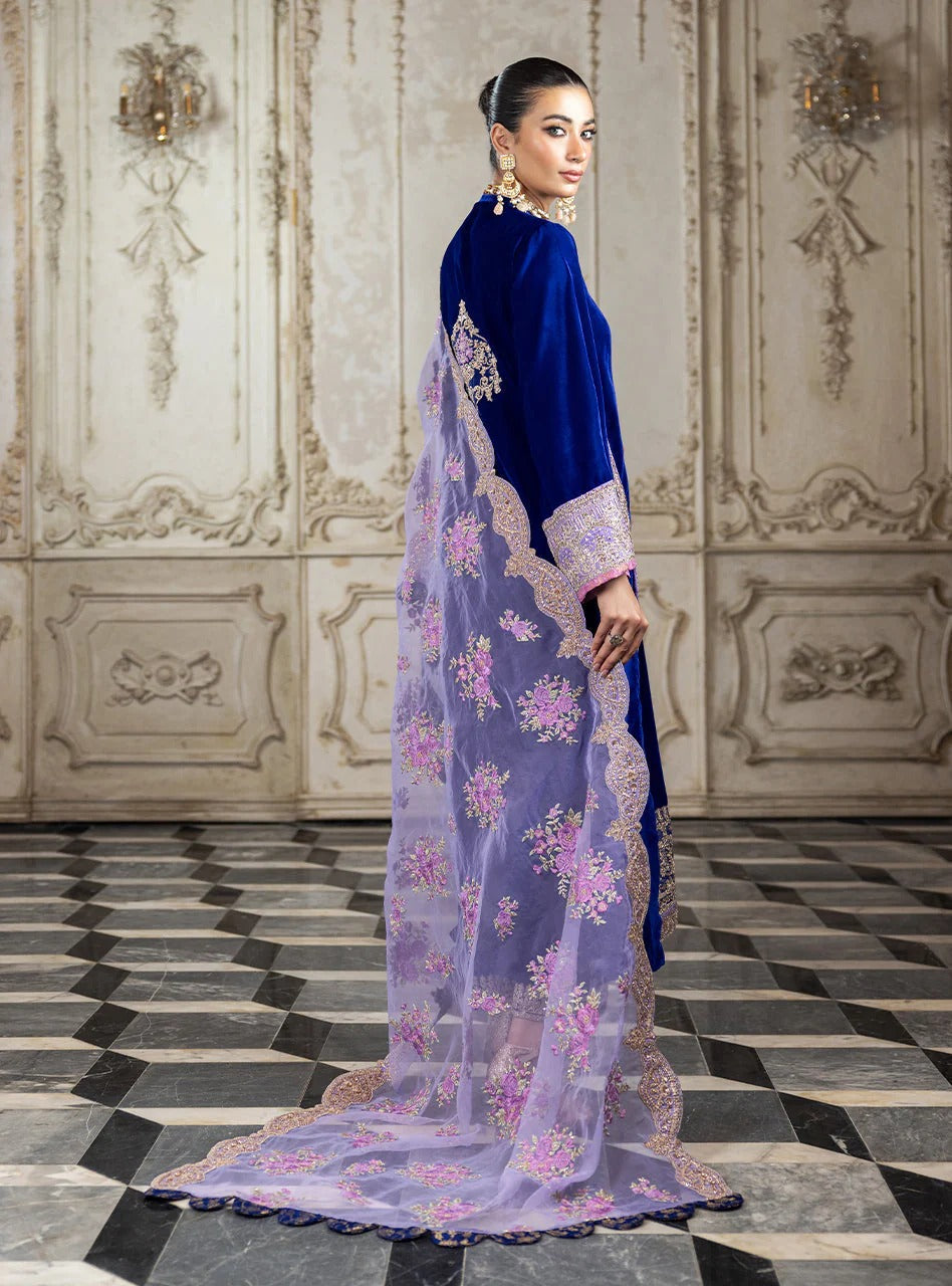 Zainab Chottani Luxury Embroidered Velvet Collection-Royal Blue